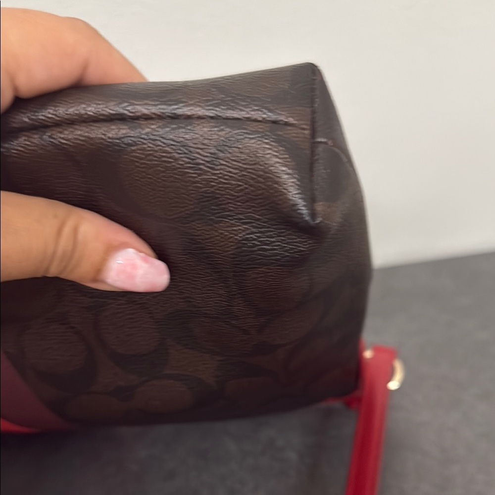 Unique Pristine Coach Brown Crossbody with Red Stripe and Red Strap - Picture 6 of 15